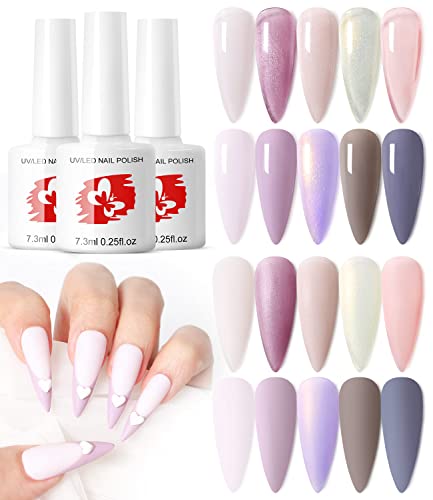 Major Dijit 10 Colors Gel Nail Polish Set, Nude Gel Polish Translucent Glitter Gel Nail Polish, Purple Colors Soak Off Nail Art Set Manicure At Home Diy Christmas Gifts For Women #TOP17