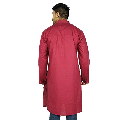 Kurta tradicional de algodón indio para hombre túnica étnica lisa 3