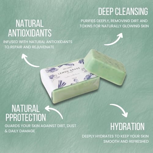 Image of Lemon Grass Soap | Pure & Gentle Bathing Bar for Glowing Skin | Anti-bacterial Soaps for Men & Women | Natural Cleansing Bar For Moisturising | Soap for All Skin Types | Pack Of 6
