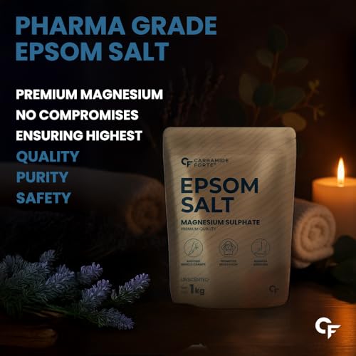 Image of Carbamide Forte Epsom Bath Salts Crystal Granules | Epsom salt for foot soak,bath soak,gardening | Magnesium Sulphate | Epsom Salt for pain relief foot & aches - 1KG (Pack of 2)