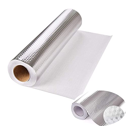 Kitchen-dream Papier Peint Aluminium Imperméable Auto-adhésif Papier Peint en Feuille d'argent Cuisine Domicile décoration Autocollants muraux Anti-Huile pour Cuisine Armoire carrelage (0.3X3m)