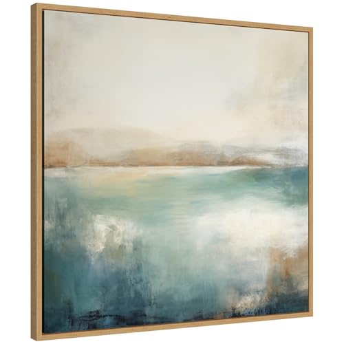 Kate and Laurel Sylvie Abstract Calming Lake Landscape Framed Canvas Wall Art by The Creative Bunch Studio 30 x 30 Natural, Coastal, Abstract, Landscapes Art for Wall Decor, Living Room, Bedroom by Kate and Laurel - Used condition - US$71.96