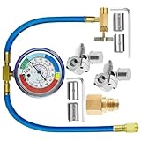 Car AC Recharge Kit - Smooth Seasonal Upkeep | Vehicle AC Recharge Kit With Hose Gauge Piercing Valve Copper Aluminum Rubber | For Refrigerant Automotive Commercial Home Garage Workshop