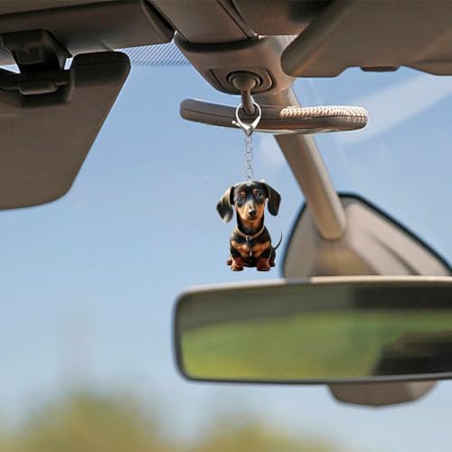 2 Stück Langohr-Hundeautoanhänger, Acrylanhänger, Süße Hundeanhänger, Dackel-Schlüsselanhänger, Geschenkanhänger