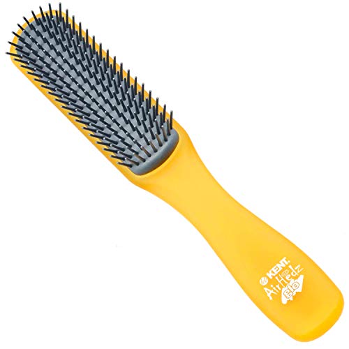 Kent AHGLO02 Airhedz Glo Orange Half Round Narrow Detangling Hair Brush - 9 Row Ionic Anti Static Non Scratch Short Nylon Bristle Great for Detangling and Smoothing Short to Medium Length Hair