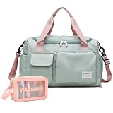 Epzia Small Gym Bag for Women, Waterproof Travel Duffle Bag Carry On Weekender Bag with Shoe Compartment & Wet Pocket, Gym Tote Bag for Travel, Workout, Sport