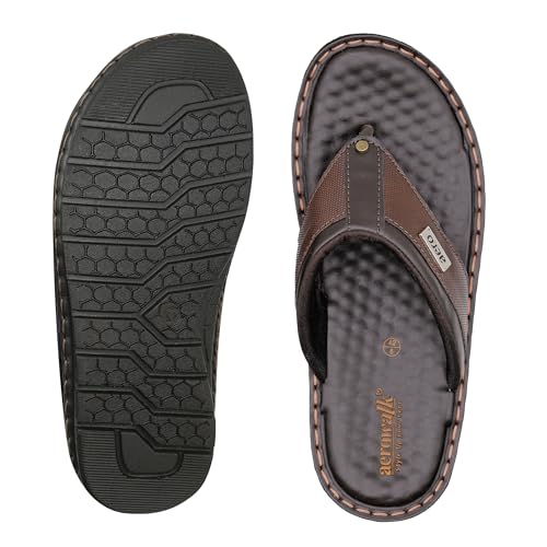 Image of AEROWALK Stylish T-Shape Fashion Slipper for Men | Comfortable | Lightweight | Anti Skid | Casual Office Footwear(SF16)