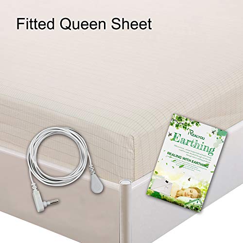 TALC Earthing Half Sheet, Earthing Grounding Sheet for EMF Protection, Improve Your Sleep, Less Pain, Healthy Earthing Energy, Natural Wellness, Conductive Silver Fiber Mat (Fitted Queen Sheet)