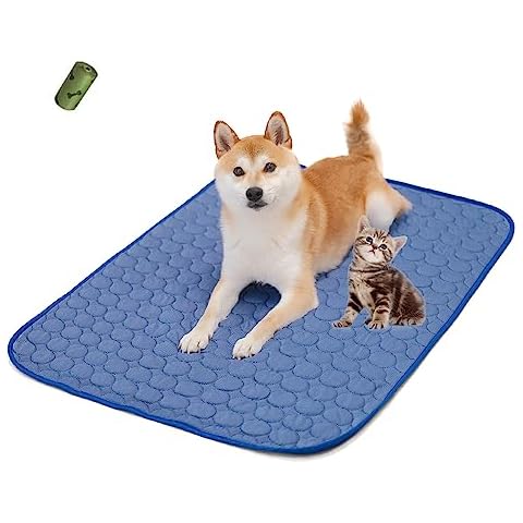 MICROCOSMOS Summer Cooling Mat & Sleeping Pad- Water Absorption Top, Materials Safe, Easy Carry, EZ Clean. Keep Cooling for Pets, Kids and Adults.(Navy Blue, 40" x 28") Cover