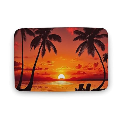 Tapis de bain corail 80x50 cm coucher de soleil