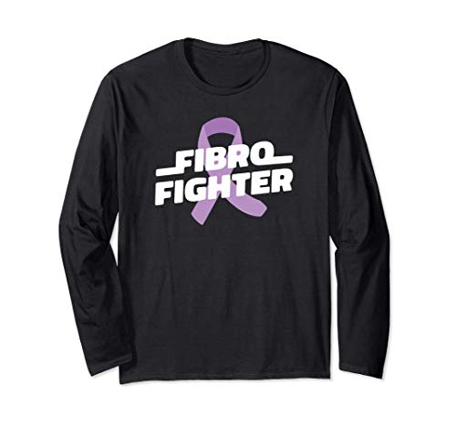 Fibro Fighter - Fibromyalgia Awareness Purple Ribbon Manga Larga