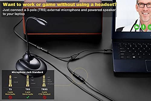 SOLMIMI Headphone Mic Splitter, TRRS Headset Splitter with Separate Headphone and Mic Jack Adapter, 3.5mm Combo Audio Adapter for Dual-Plug Headset Compatible to Xbox One, Smartphone, Pc, Ps4
