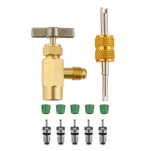 HZ-MON-STAR �^�b�v�o���u R134a �ʐ؂�p �J�[�G�A�R�� �K�X�`���[�W HFC-134a�T�[�r�X�ʗp �ʐ؂葤 M14 �˂����� �j�^�C�v �z�[�X�� 1/4�hSAE�I�X ���V�񂵃h���C�o�[�t 1/4�z�[�X�p�S���p�b�L���t R134a�p�o���u