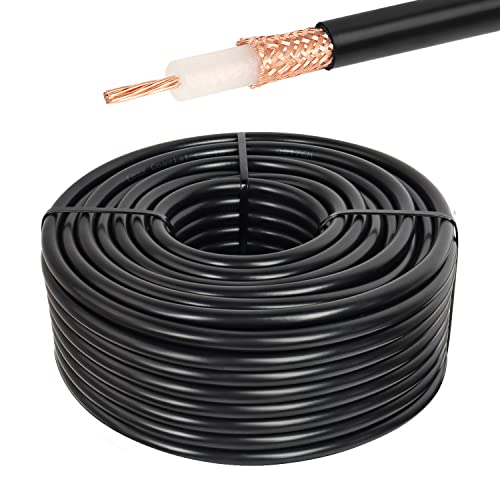 XRDS RF RG213 Coaxial Cable - 100FT 50 Ohm Low-Attenuation RG213 Coax Cable with Bare Copper Braid Shielding