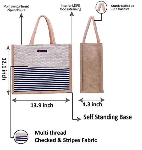 ASIAN Eco-Friendly Jute Hand Bag-Reusable Tiffin Shopping Grocery Multipurpose Hand Bag with Zip & Handle for Men and Women 3 41lpRH7dwTL. SL500