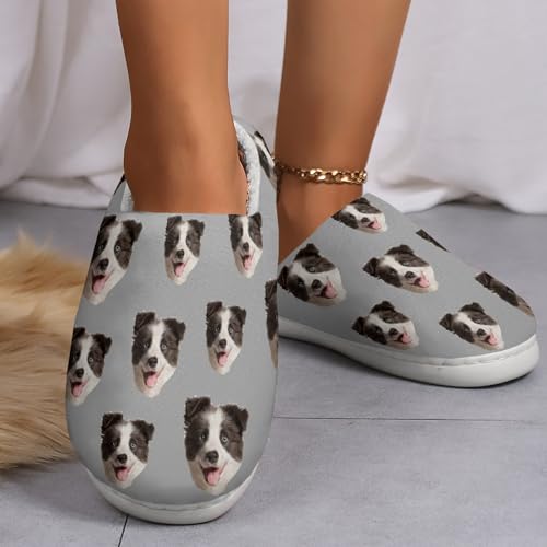DIYGIFTS Personalized Cotton Slippers Custom Slippers Photo for Dog Cat Women Men Pure Color Slippers Unique Gift for Lover4