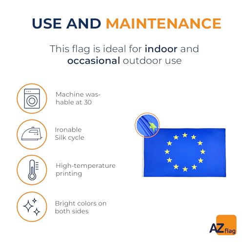 Image of AZ FLAG - Europe Flag - Large 5x8 Ft - 100D Polyester European Union Big Banner with Two Metal Grommets - Fade Resistant - Vivid Colors - 5' x 8' Feet - 250x150 Cm