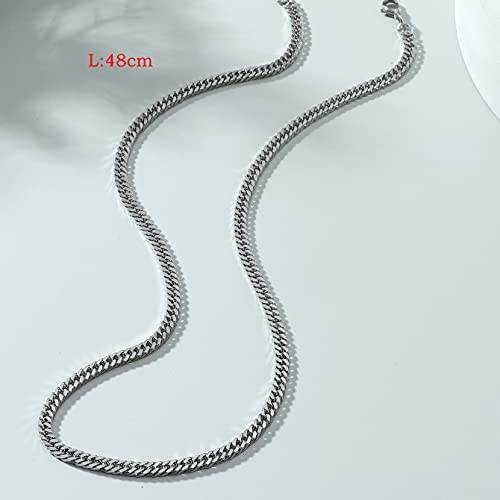 قلادة سلسلة كوبية بانك من ويوبار للرجال مصنوعة من التيتانيوم، قلادة سلسلة على شكل عظام الثعبان للنساء والرجال (فضي)
