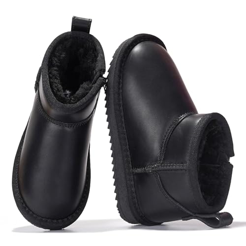 Image of Project Cloud Girls 100% Genuine Leather Non Slip Fur Lined Ankle Boots