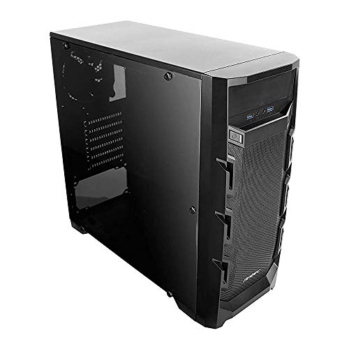 Image of Antec GX202 Mid-Tower ATX Computer Cabinet /Gaming Case | 3 HDD and 4 SSD mounts |13.34 cm (5.25 inch) Optical Drive Bay with 2 x 120mm Blue LED Fans in Front & 1 x 120mm Regular Fan in Rear