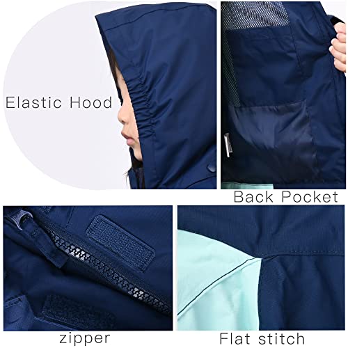 Image of YINGJIELIDE Boys Girls Waterproof Rain Jackets Kids Easy to Fold Windbreaker Lightweight Outdoor Hooded Raincoat