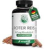 Green Naturals® Roter Reis Kapseln - Hochdosiert: 2,7 mg Monakolin K pro Kapsel - Fermentierter Roter Reis - Vorrat für 6 Monate (180 vegane Kapseln)