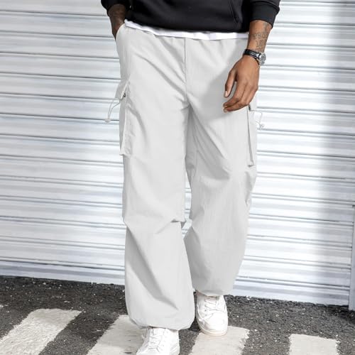 Men's Baggy Cargo Pants Vintage Casual Drawstring Parachute Pant Loose Fit Jogger Streetwear Pants with Pockets3