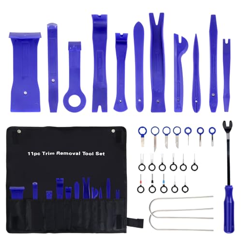 Bubuny 32PCS Coche Kit Desmontaje Coche,Juego de cuñas para Desmontar Revestimientos Interiores de Automóviles,Herramientas de Palanca Automóviles para la Eliminación de Puerta del Coche Trim Paneles