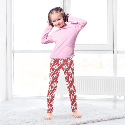 Girls Leggings Red Football Hand Drawn Kids Length Leggings Pants Toddler Athletic Soft Tights Trousers 4T4