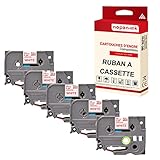  5 Cassettes à Ruban étiqueteuse TZE-252 (Rouge - Blanc) 24 mm * 8 m Compatible pour Brother P-Touch D600, E550WVP, D800W, H500,