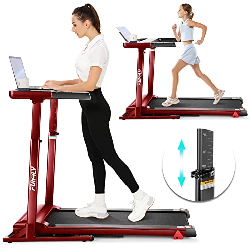Image of Walking Pad Treadmill with Desk Workstation, 15% Incline Treadmill with Handle Bar, Foldable Treadmills Under Desk for Home /Office, 400 lbs+ Capacity, Adjustable Height, Removable Desk, 3.5HP Motor