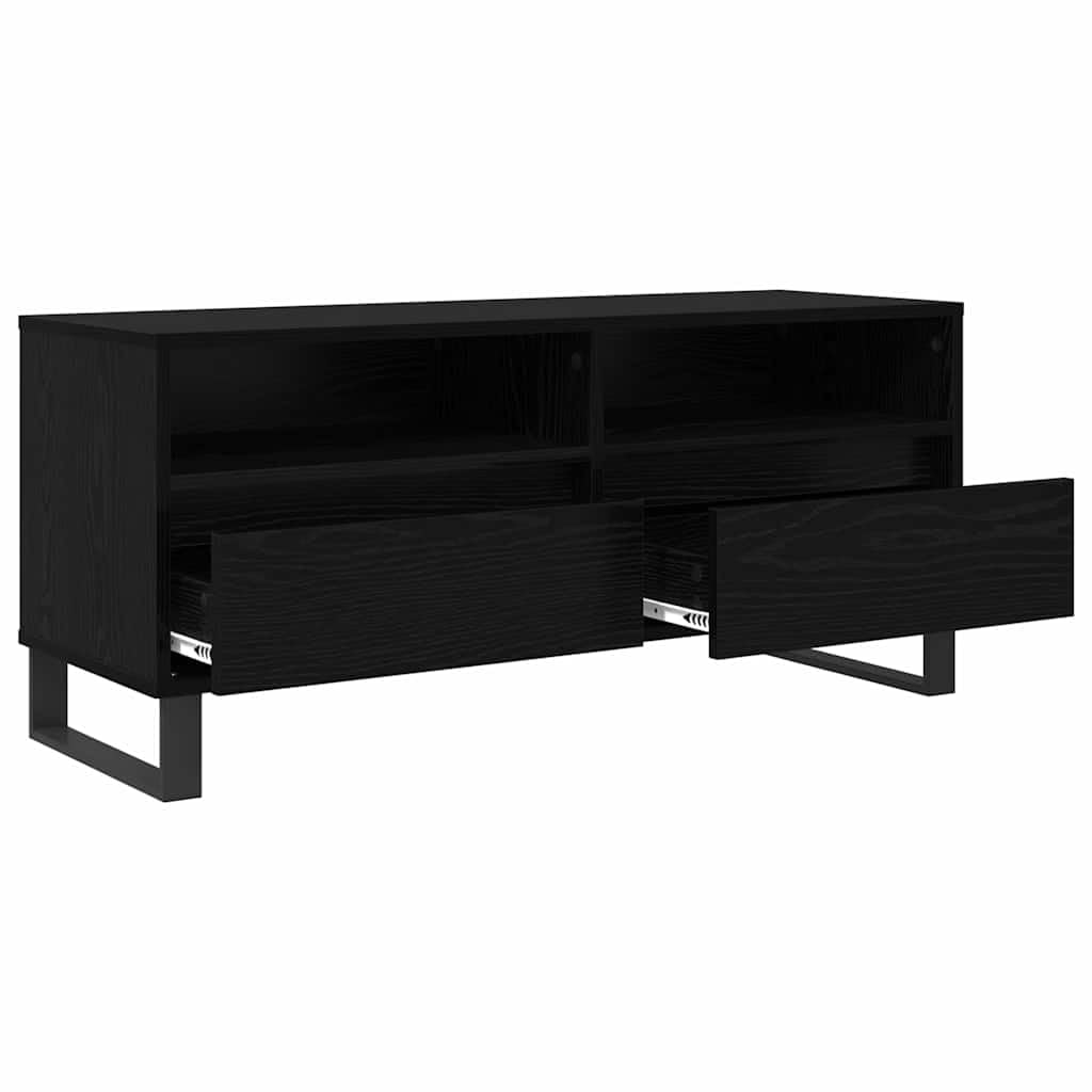 vidaXL Mobile TV con cassetto Rovere Nero 100 x 34,5 x 44,5 cm