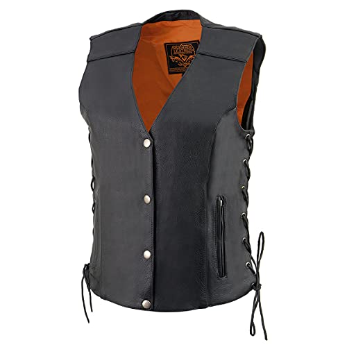 Image of Milwaukee Leather Women's Premium Classic Leather Motorcycle Rider Vest w /Adjustable Side Laces