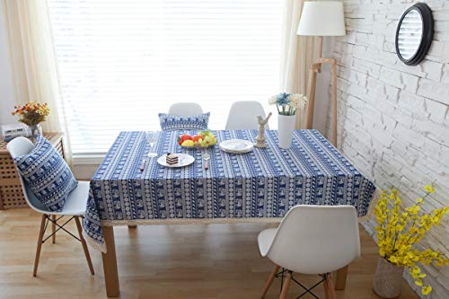 Nappe 140x180cm lin coton éléphant imprimé bleu couverture moderne - 3