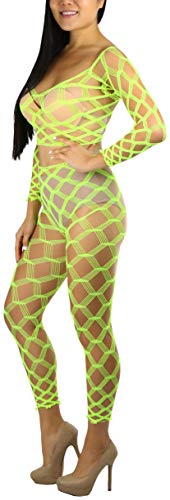 Image of ToBeInStyle Women's Spandex Multi Net Fishnet Set Rave Novelty Party Crop Top & Tights