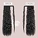 rosmile Corn Wave Ponytail Extension Wrap Around 26 Inches Long Curly Wavy Pony Tail Extension Synthetic Black Ponytails Hairpiece for Women Girls (26 Inches, 1B Natural Black)