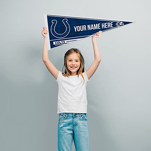 Image of Rico Industries NFL Football Indianapolis Colts Personalized - Custom 12 inch x 30 inch Soft Felt Pennant - EZ to Hang