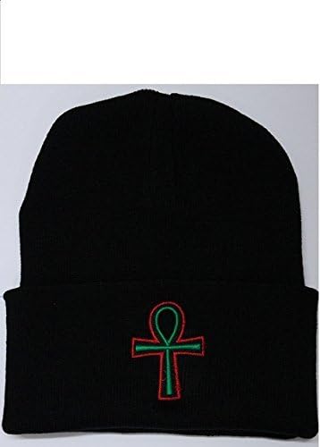 Chris Monroe RBG Africa Ankh Ski Skull Cap Hat Red Black Green Embroidered Pan African Scully