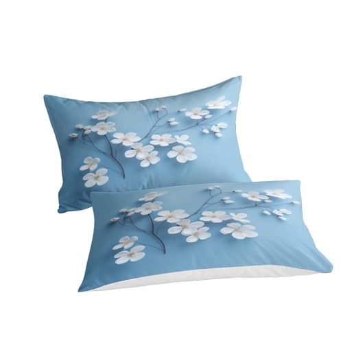 Ensemble de literie microfibre double IOFEER avec housse de couette imprimé bleu