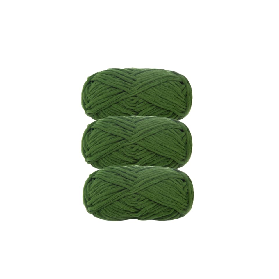 Soft Baby Wool for Knitting, 3 x 100g, Super Soft Velvet Chenille Yarn, Fluffy Soft Wool, Crochet Yarn for DIY Knitting Projects (29 Pine Green)