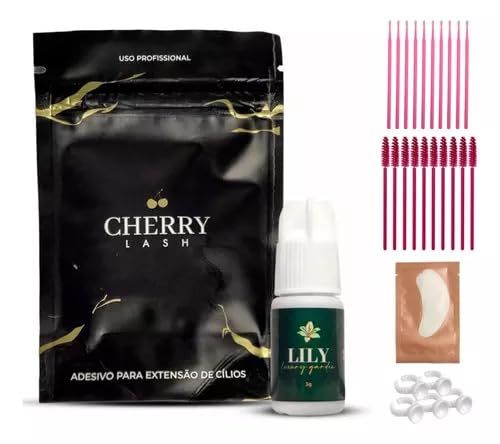 Cola Adesivo Cherry Lash Lily Luxury Garden para Extensão de Cílios - Fixação Forte, Secagem Rápida,
