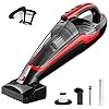 Powools Pet Hair Handheld Vacuum, Car Vacuum Cleaner Cordless Rechargeable, Hand Vacuum with Reusable Filter and Motorized Brush for Carpet, Couch & Stairs, Red, 17.0″ X 5.0″ X 6.6″
