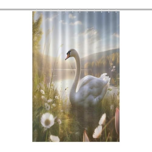 Rideau de douche cygne polyester imperméable lavable 122x183 cm salle d'eau - 7