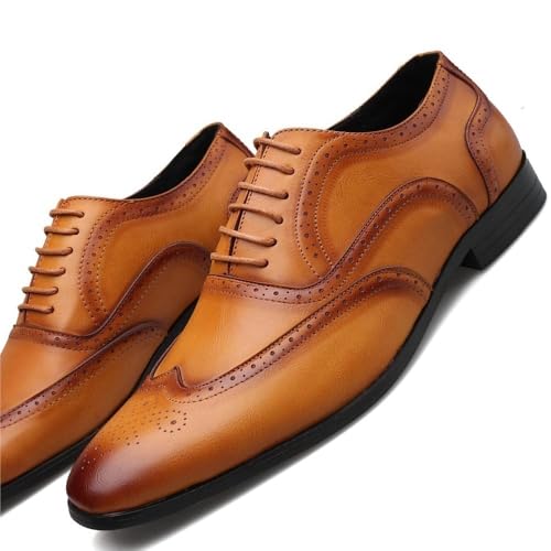 Men's Lace up Brogue Dress Shoes Genuine Leather Large Size Business Casual Formal Office Work Trendy Comfortable Footwear3