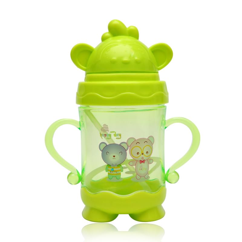 ENKAYBEE Premium Unbreakable Baby Feeding BPA Free 250ml Twin Handle Sipper Cup with Silicon Straw | Easy-Grip, Spill Proof, Baby Drinking Cup with Straw | Pack of 1 (Green)-image-6