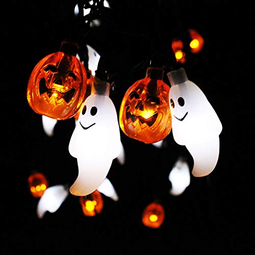 Ghost and Pumpkin Halloween LED String Lights – Battery Operated