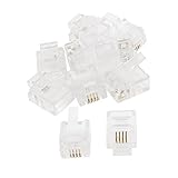  a09030900ux0148 6P4C Cat3 RJ11 modulaire Connecteur Téléphone Branchez, 10Pcs pour Téléphone fixe, Effacer