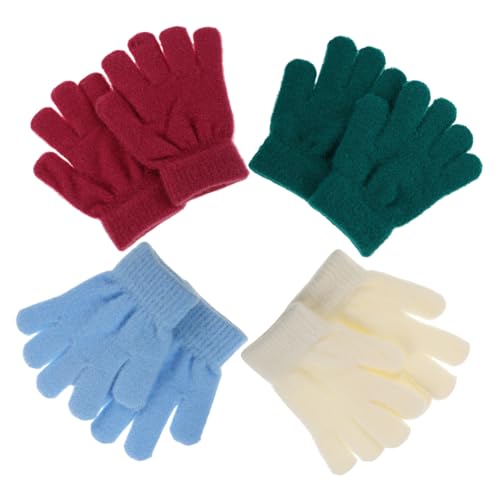 WOFASHPURET Boys and Girls Cold Weather Accessories Children Warm Knit Gloves Stretchy Gloves for Boys and Girls