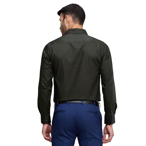 Image of Raymond Men's Slim Fit Solid Pattern Pure Cotton Full Sleeve Semi Cut Away Collar Formal Shirt