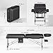 Brelley Massage Table Portable, 2-Fold Lash Bed with Side Pocket, Adjustable Height, Sturdy Aluminum Frame, Esthetician Spa Facial Tattoo Bed with Face Cradle & Carrying Bag, Black